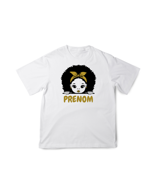 T-shirt personnalisé petite fille afro avec prénom